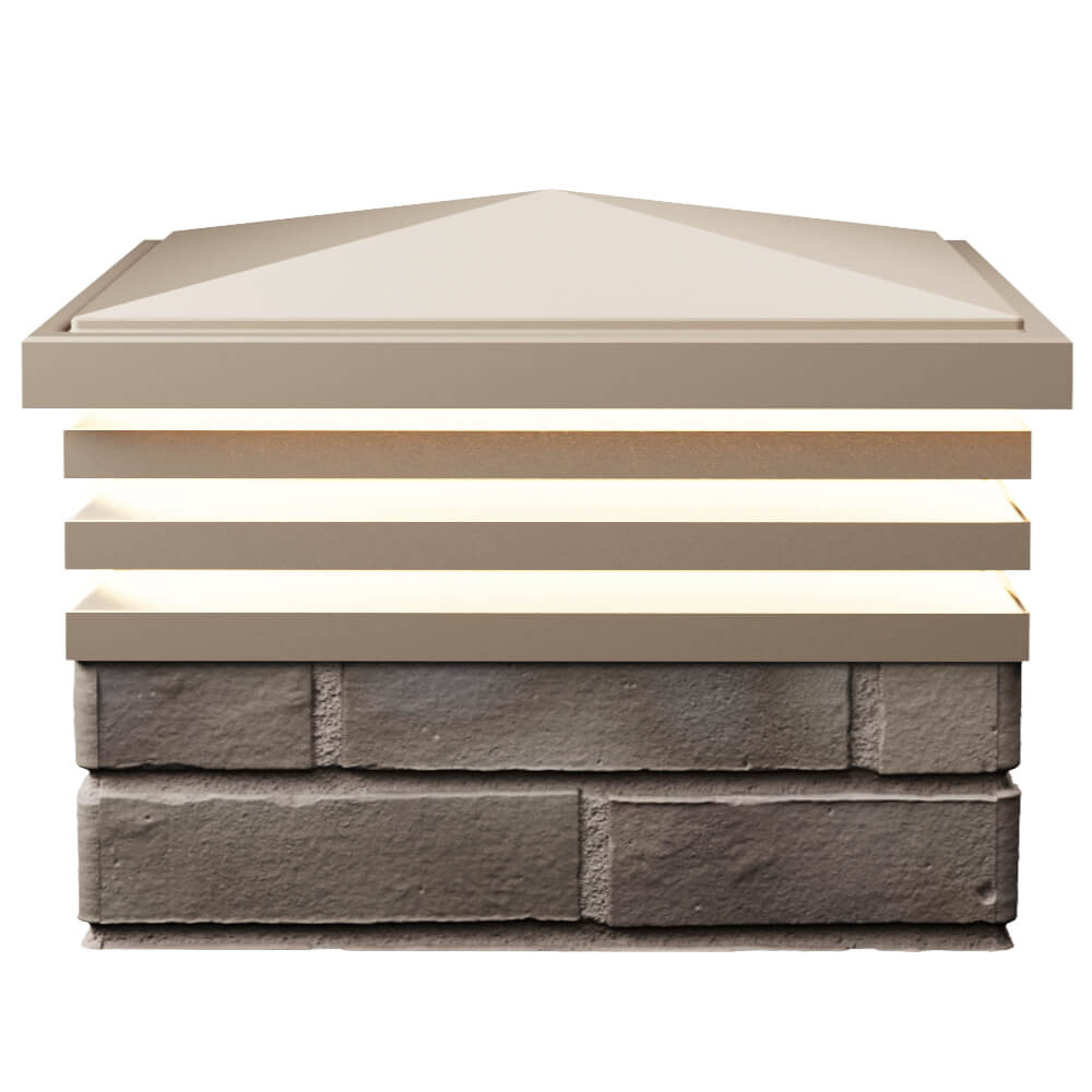 Колпак Zking Бона ХайТек Бежевый на столб 1.5х1.5 кирпича (385х385мм) с подсветкой