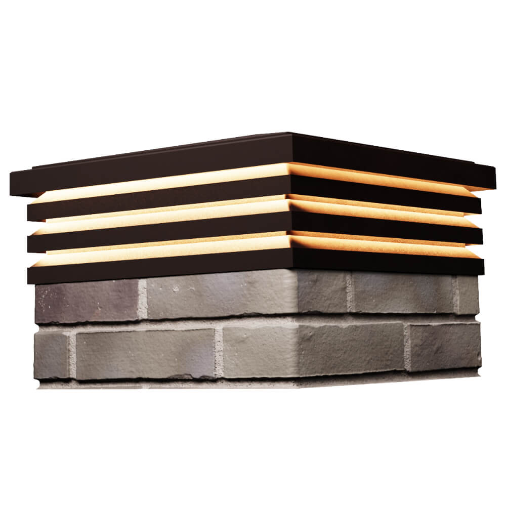 Колпак Zking Бона ХайТек Коричневый на столб 1.5х1.5 кирпича (385х385мм) с подсветкой в Буинске фото