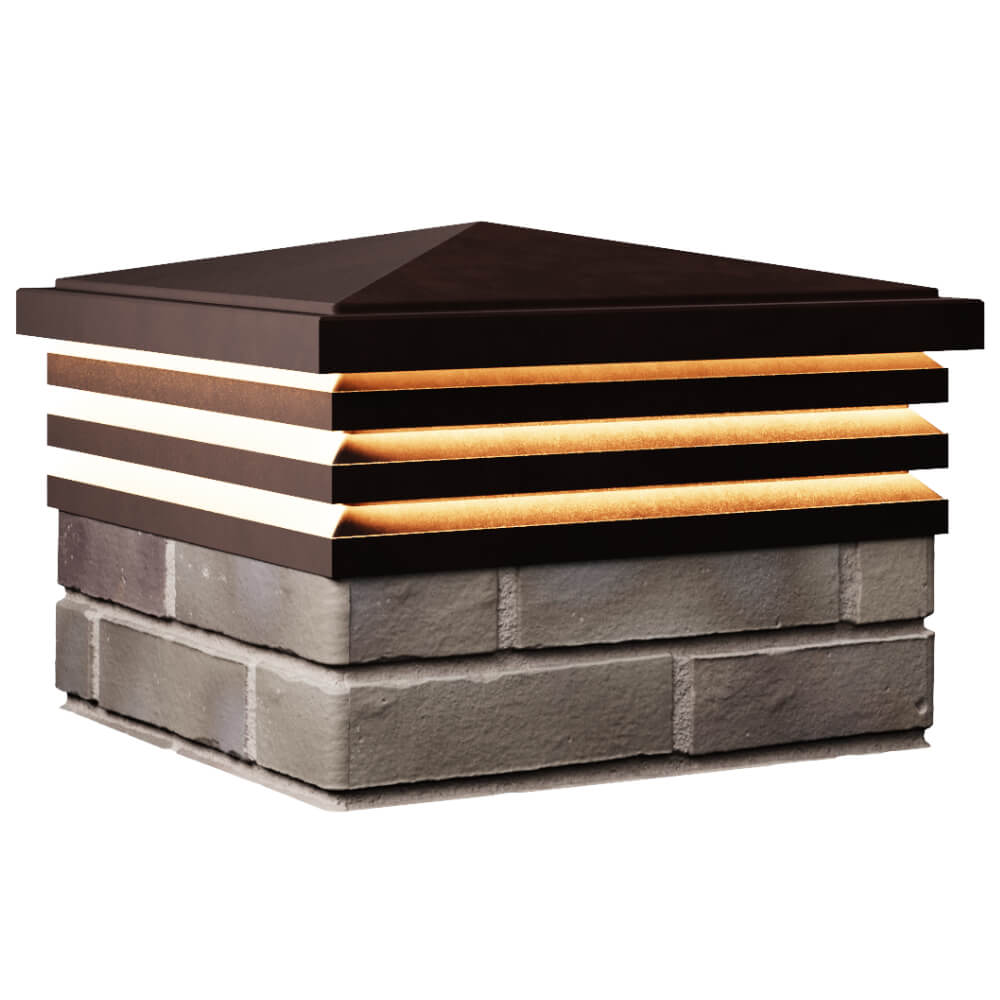 Колпак Zking Бона ХайТек Коричневый на столб 1.5х1.5 кирпича (385х385мм) с подсветкой в Буинске фото